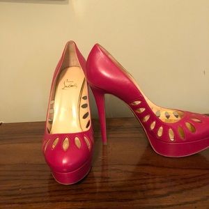 Christian Louboutin raspberry pumps